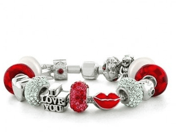 Hot Kiss Valentines Bead Bracelet 925 Silver Charm Bracelet $199