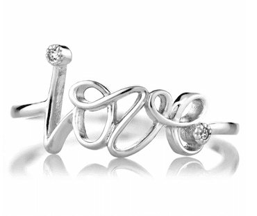 Joelles Petite CZ and Cursive Love Promise Ring $34.99