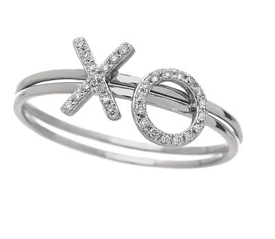 14K White Diamond XO Ring Set