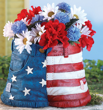 Patriotic Cutoff Jeans Novelty Garden Planter