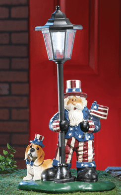 Patriotic Uncle Sam Lamp Post Solar Garden Figurine