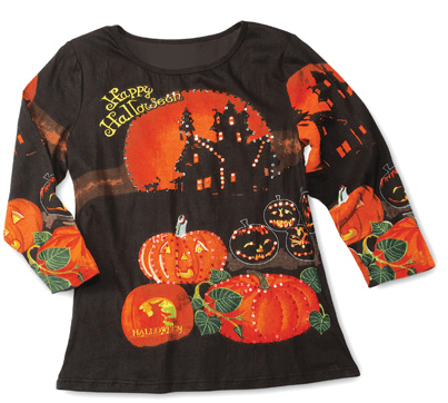 Happy Halloween 3 4 Sleeves Scoopneck Sequin Top from Collections Etc.