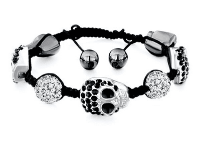 Shamballa Bracelet Halloween Skull Black Rhinestone Crystal Bracelet