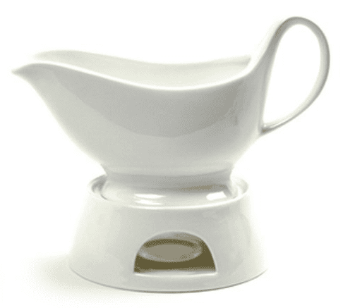 Norpro Porcelain Gravy Sauce Boat with Stand and Candle