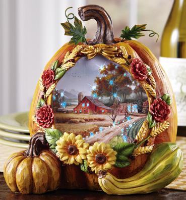 Lighted Country Harvest Pumpkin Fall Decoration