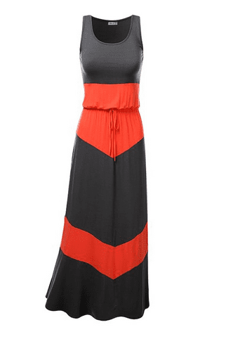 Color Blocked Jersey Long Maxi Dress