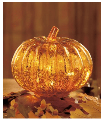 Antiqued Glass Lighted Pumpkin